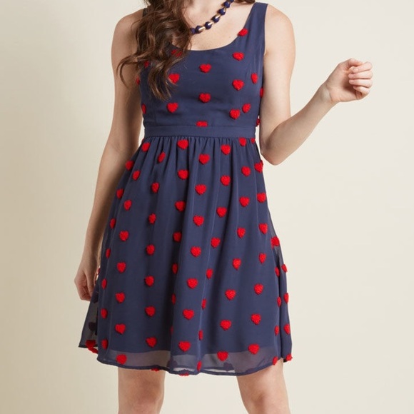 Modcloth Dresses & Skirts - Modcloth Blue Sleeveless Scoop Neck Heart Sundress ❤️